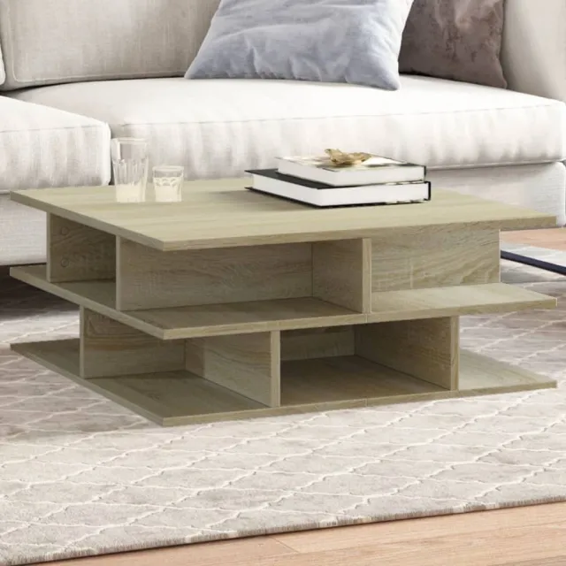 vidaXL Salontafel 70x70x29 cm bewerkt hout sonoma eikenkleurig, foto 2