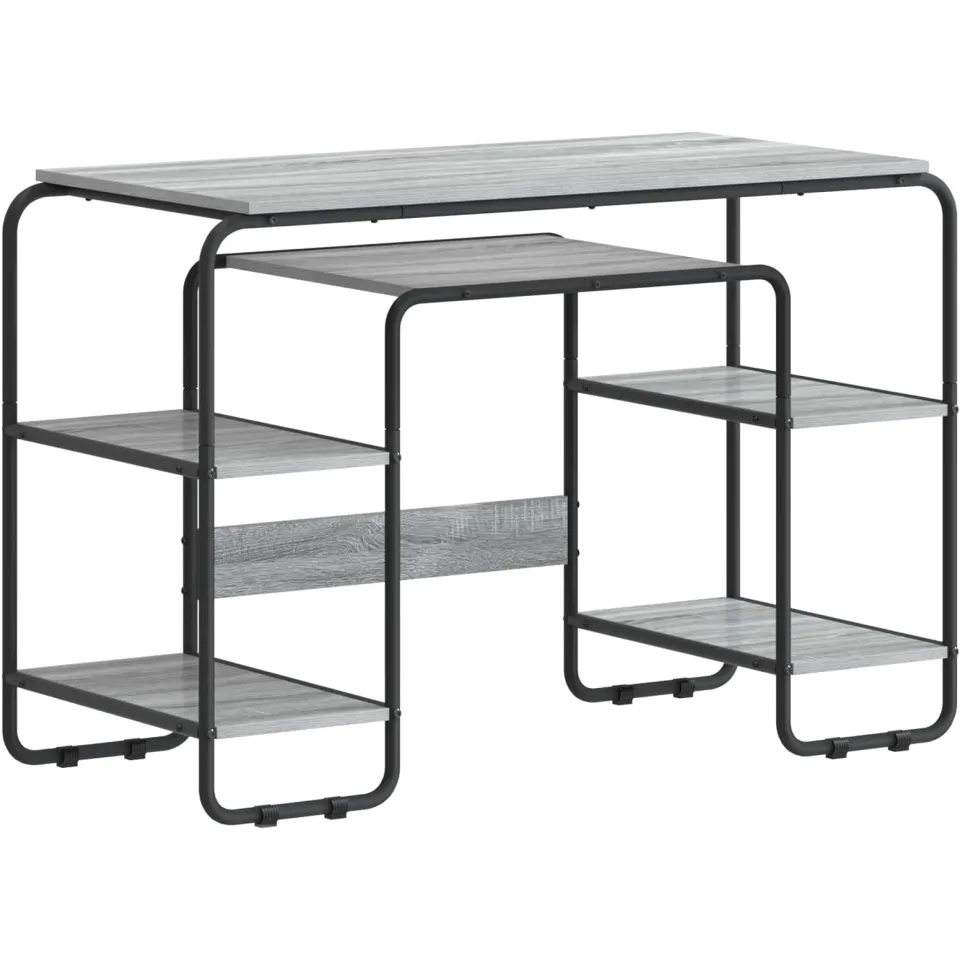 vidaXL Bureau met opbergruimte Grijs Sonoma 113.5 x 52 x 75.5 cm, foto 3
