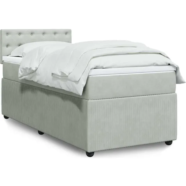 vidaXL Boxspring met matras fluweel lichtgrijs 80x200 cm grijs