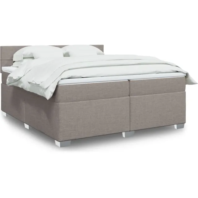 vidaXL Boxspring met matras stof taupe 200x200 cm