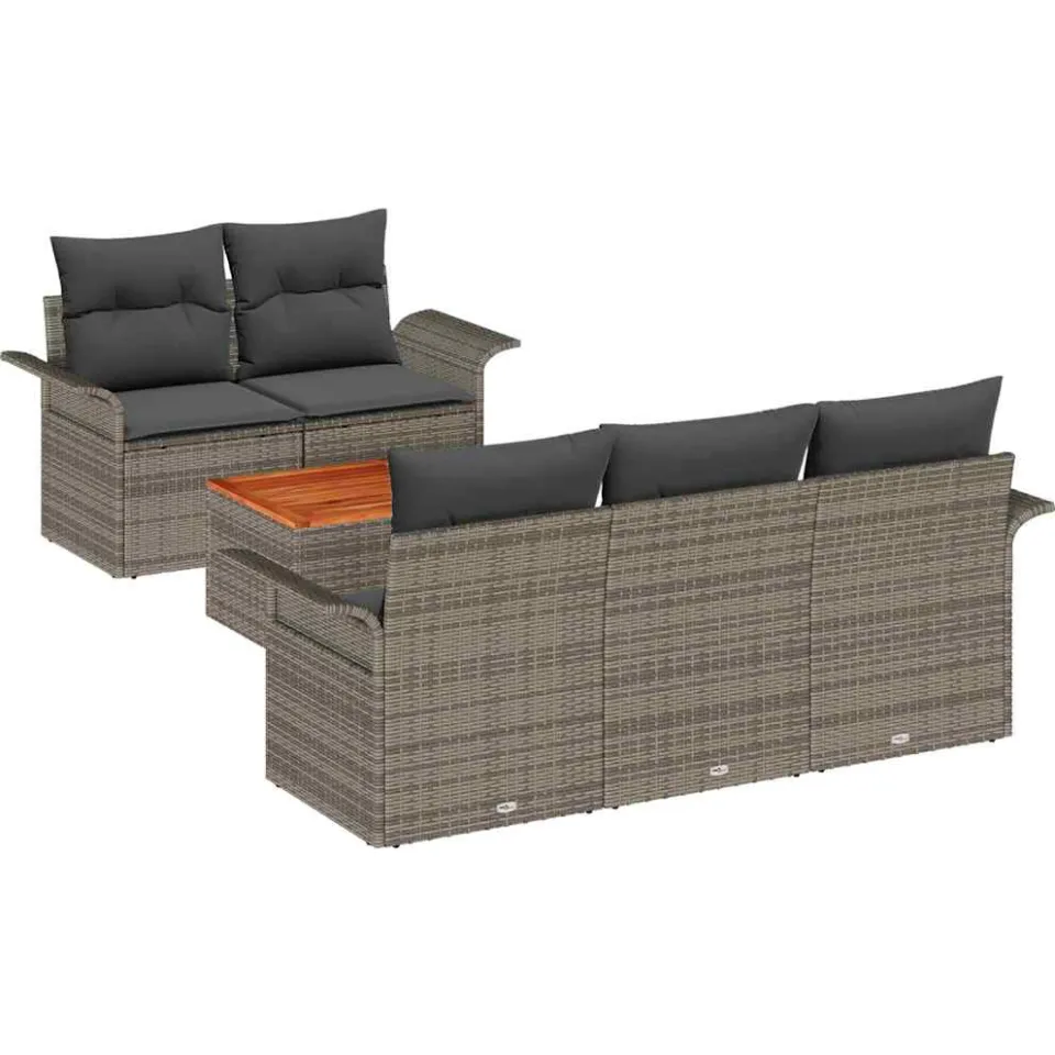 vidaXL Tuinbankenset 6 st Grijs poly rattan
