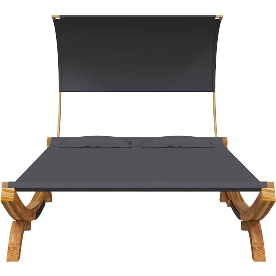 vidaXL Loungebed met luifel 165x203x126 cm gebogen hout antracietkleur Anthraciet