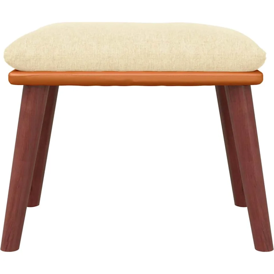 vidaXL Voetenbank 45x29,5x35 cm stof en kunstleer crèmekleurig