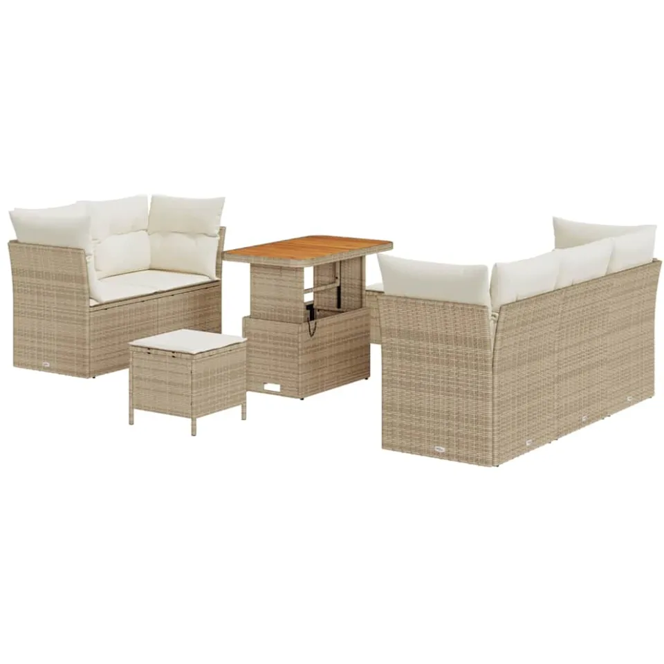 vidaXL Tuin Sofa Set 8 st Beige poly rattan