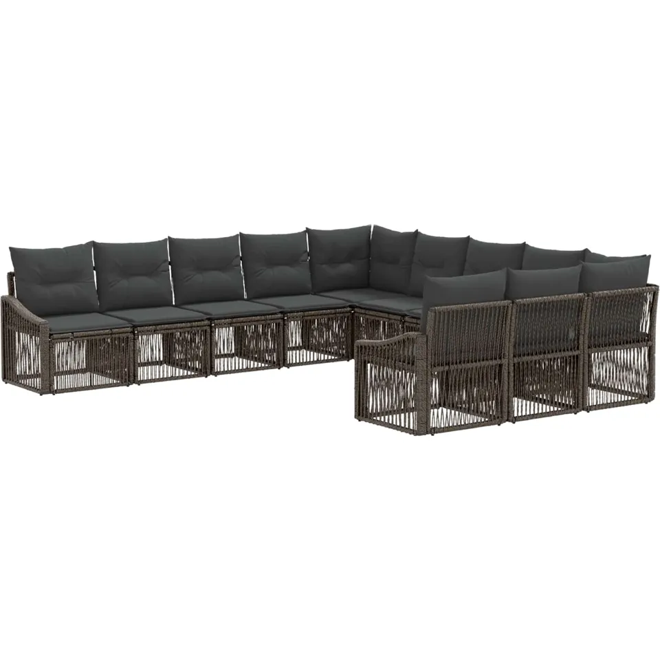 vidaXL Tuinbankenset 11 st 11-zits Grijs poly rattan, foto 3