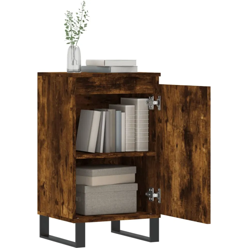 vidaXL Dressoirs 2 st 40x35x70 cm bewerkt hout gerookt eikenkleurig, foto 4