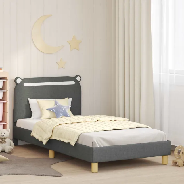 vidaXL Bedframe voor kinderen met hoofdbord Donkergrijs 90 x 190 cm