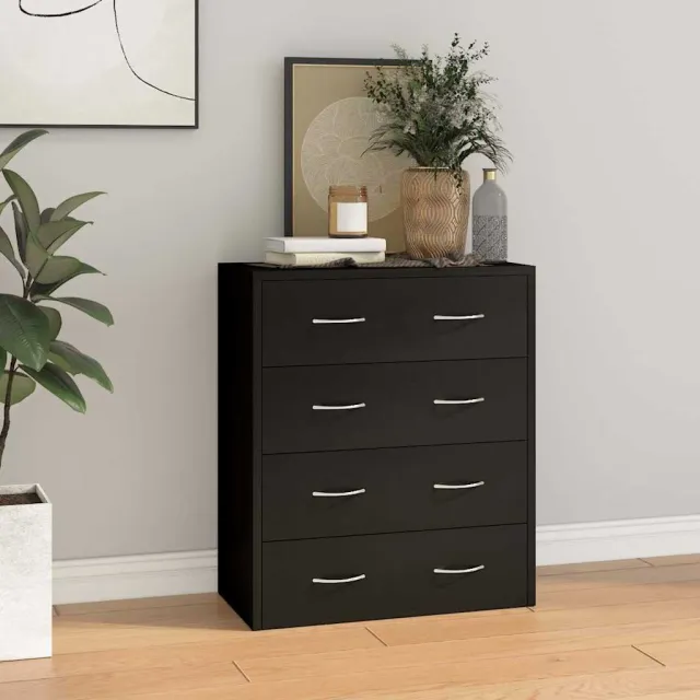vidaXL Dressoir met 4 lades 60x30,5x71 cm zwart, foto 2