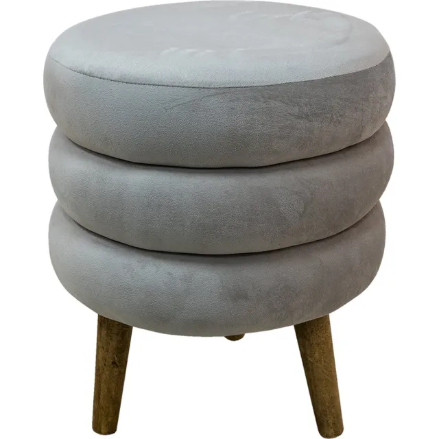 Clayre & Eef Poef Ø 38x44 cm Grijs Hout