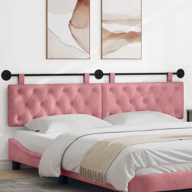 vidaXL Hangend hoofdbord Roze Fluweel