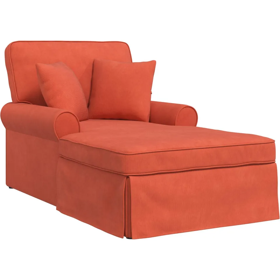 vidaXL Chaise Lounge met Rok 3 st Rood-oranje Katoen Stof, foto 4