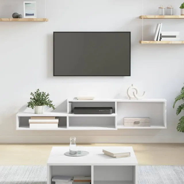 vidaXL TV-stand 150x25x28,5cm Bewerkt hout wit, foto 2