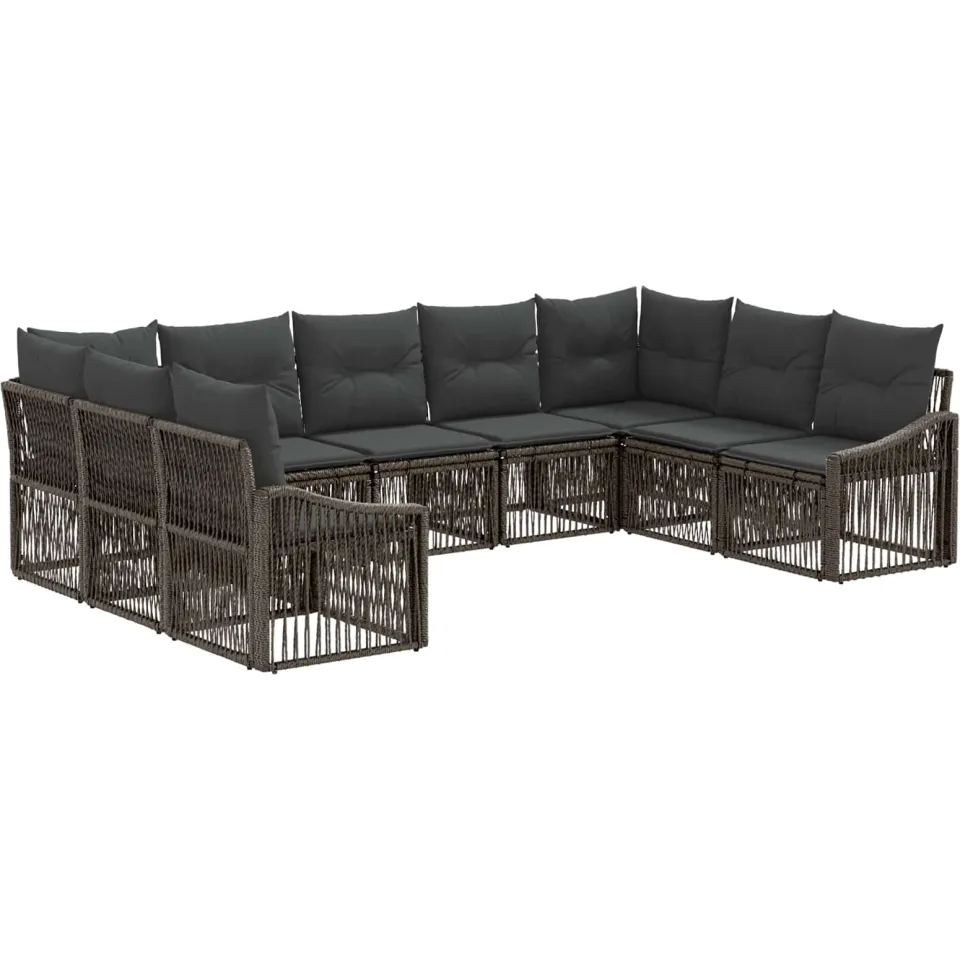 vidaXL Tuinbankenset 9 st 9-zits Grijs poly rattan, foto 3