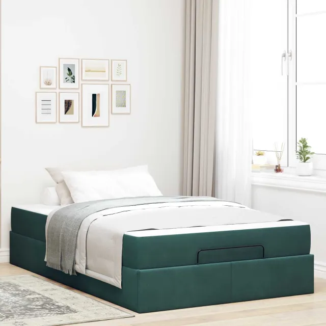 vidaXL Bedframe met matras 2 st Groen Fluweel