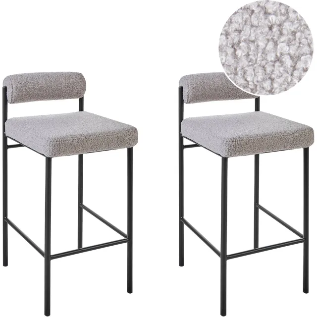 Beliani AMAYA - Barkruk set van 2 - Grijs - Polyester