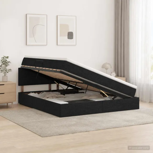 vidaXL Opbergbed met matras met hoofdeinde Zwart 160 x 200 cm fluweel