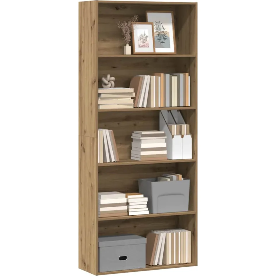 vidaXL Boekenkast 80x30x189 cm bewerkt hout artisanaal eikenkleur Bruin