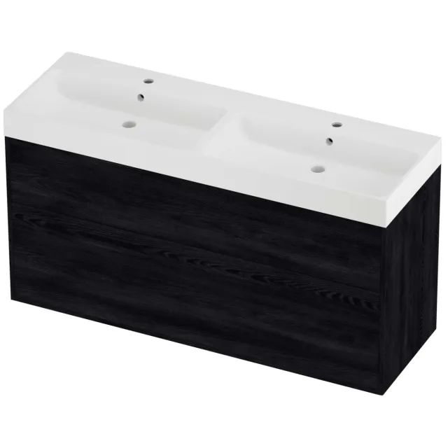 Proline Podium Badmeubelset Polystone Loft 2 Laden 140x46x75 cm Mat White Black Oak Eiken
