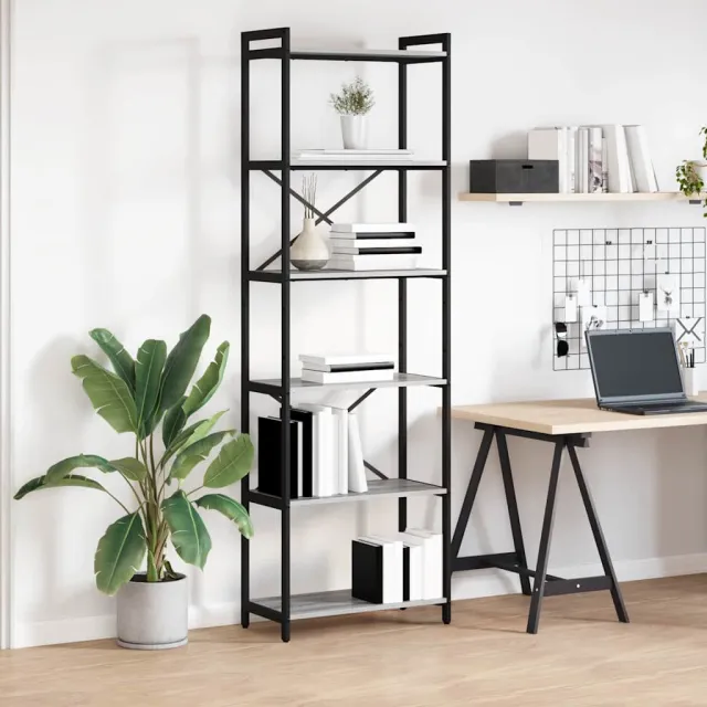vidaXL Boekenkast 60 x 30 x 189,5 cm Bewerkt hout Grijs sonoma