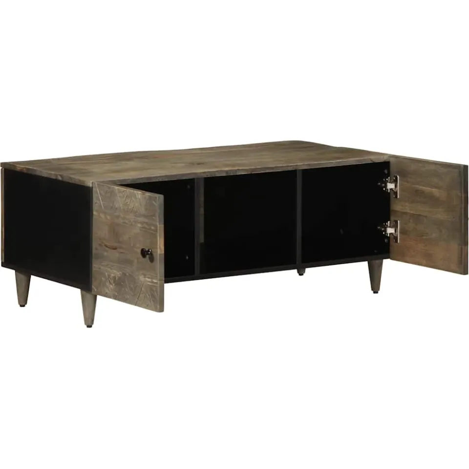 vidaXL Salontafel 100x54x40 cm massief mangohout lichtgrijs grijs, foto 3