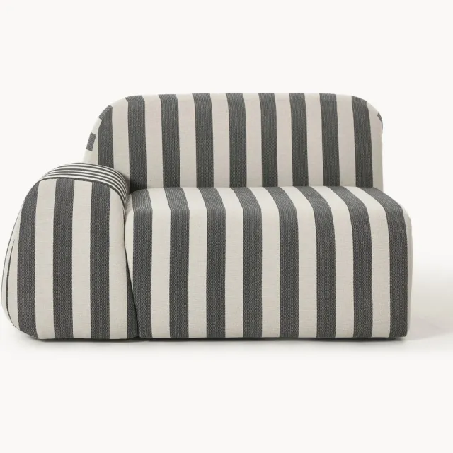 Westwing Collection Gestreepte hoekmodule Wolke Zwart
