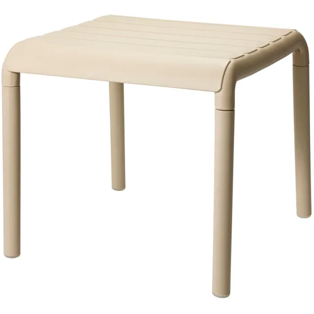 Ambiance tuin bijzettafeltje - beige - kunststof - 45 x 45 x 41 cm - koffietafel - handig naast je luie stoel