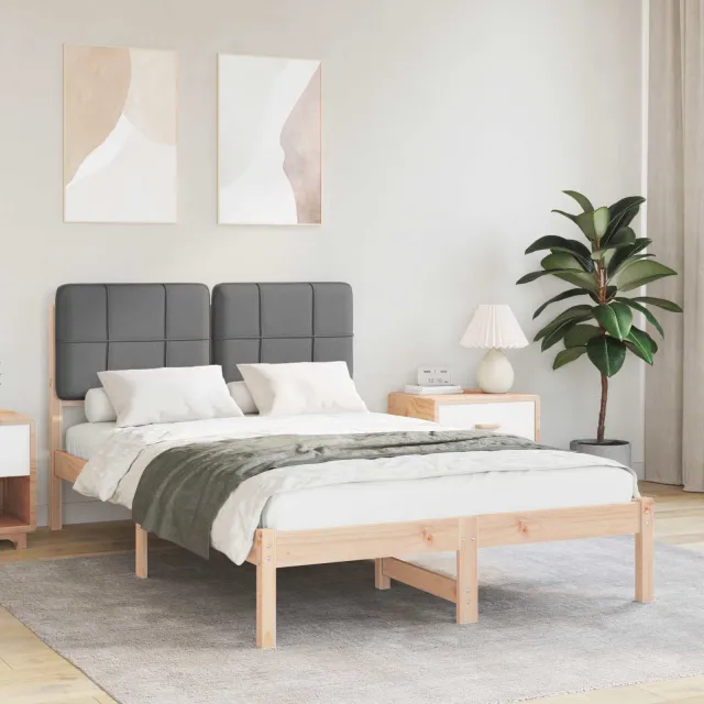 vidaXL Bedframe met Gevoerd Hoofdgedeelte Donkergrijs 120 x 200 cm