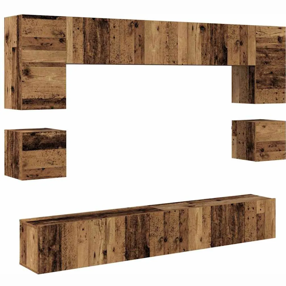 vidaXL Tv-meubelset 8 st 100 x 30 x 30 cm Oud Hout bruin, foto 3