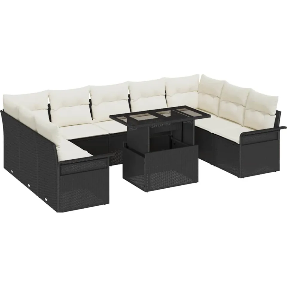 vidaXL Tuin Sofa Set 10 st Zwart Poly riet