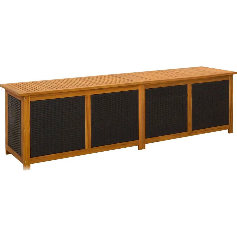 vidaXL Tuinopslagdoos 333 L Massief Acaciahout 200 x 50 x 56 cm Zwart, foto 3