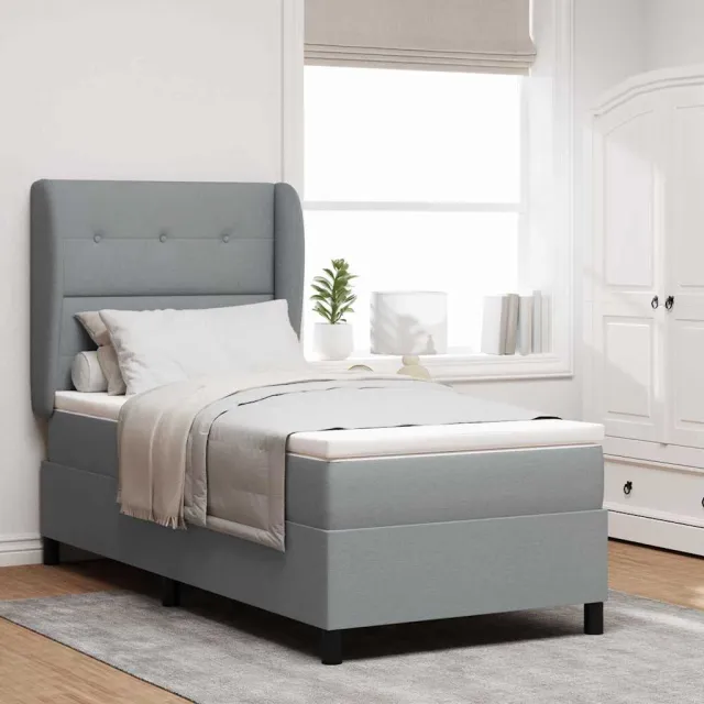 vidaXL Boxspring bed met hoofdeinde Lichtgrijs 100 x 200 cm Stof