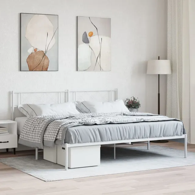 vidaXL Bedframe met hoofdbord metaal wit 200x200 cm
