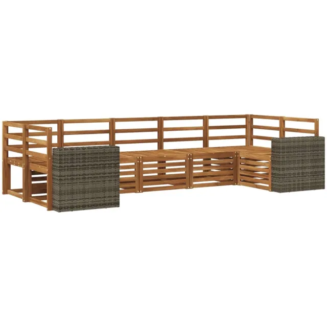 vidaXL Buiten - bank - set - 7 - st - 7-zits - Naturel - Massief - Acacia - Hout
