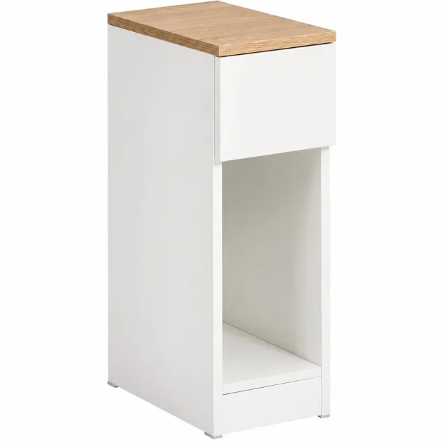 Sellino Nachtkastje - Smal Kastje met een lade - Bedmeubel - Compact & Praktisch voor Kleine Ruimtes - Wit - 20 × 35 × 60 cm