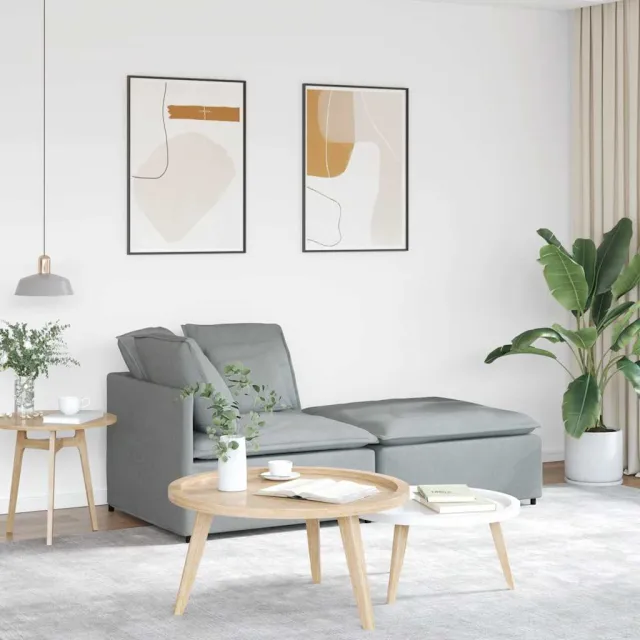 vidaXL Modulaire bank met voetenbank en kussens stof lichtgrijs