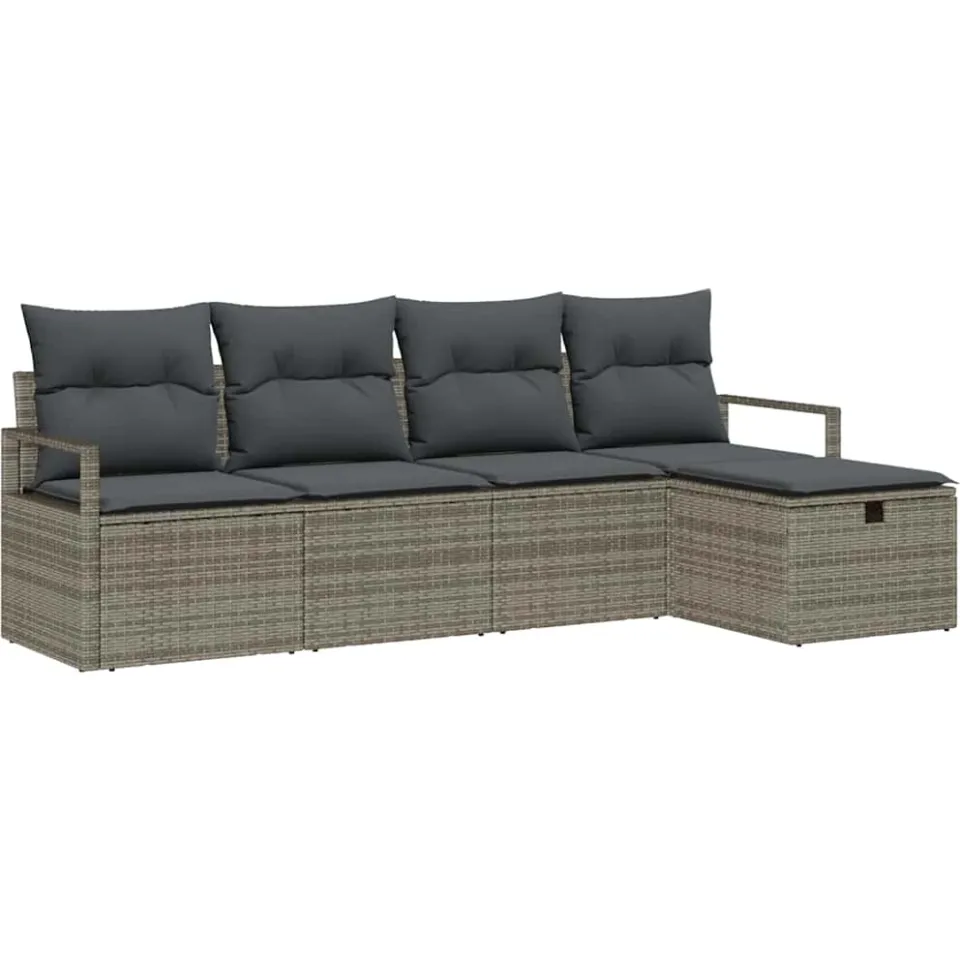 vidaXL Tuin Sofa Set 5 st Grijs poly rattan