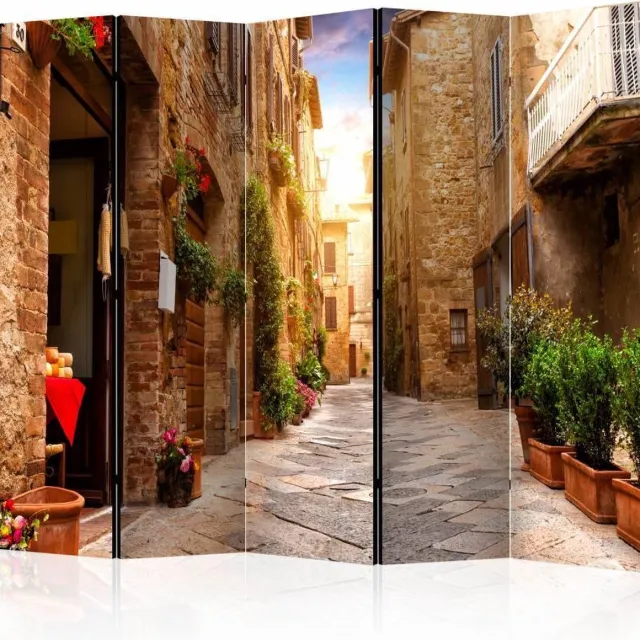 karo-art Vouwscherm / Kamerscherm - Straatje in Toscane 225x172cm , gemonteerd geleverd, dubbelzijdig geprint Multikleur