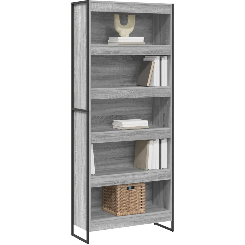 vidaXL Boekenkast 80 x 30 x 189,5 cm Bewerkt hout Grijs Sonoma