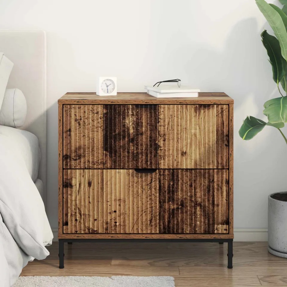 vidaXL Nachtkastje Oud hout 63.5 x 36 x 61 cm Bewerkt hout bruin, foto 3