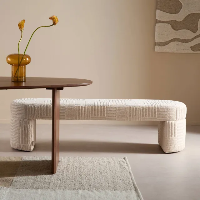NOUS Living Nice eetkamerbank Labyrinth beige, foto 2
