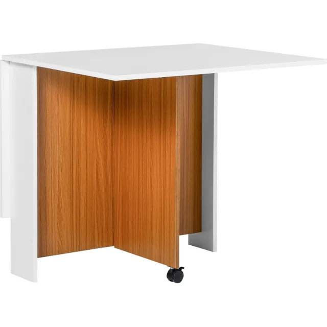 whiqutey Uitschuifbare Eettafel – Uitschuifbare Eettafel In Een Modern Design, 120 x 80 x 73 cm, Teak/Wit