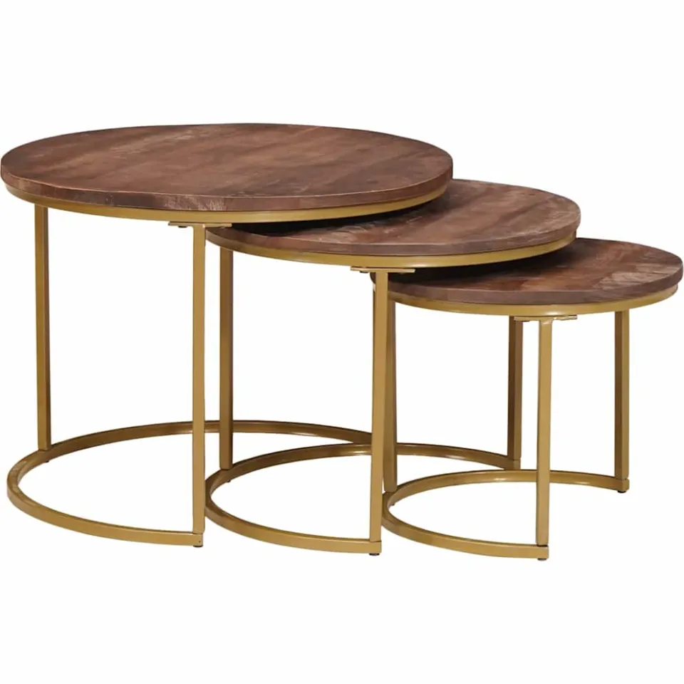 vidaXL Nest Koffietafels 3 st Donkerbruin 54 x 54 x 40 cm