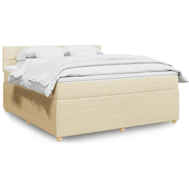 vidaXL Boxspring met matras stof crèmekleurig 180x200 cm