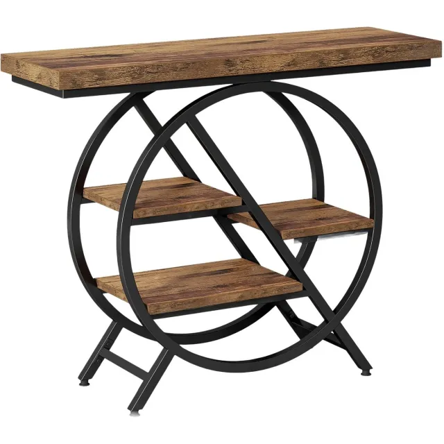Saphly Consoletafel 100cm Bruin - Haltafel, Wandtafel en Gang of woonkamer - Voor Eetkamer, Woonkamer en Kantoor
