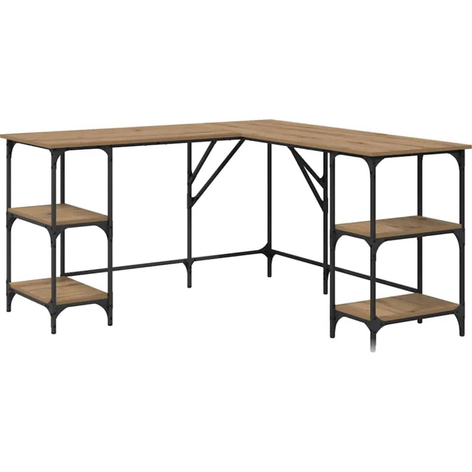 vidaXL Bureau Artisan Eiken 139 x 139 x 75 cm Bewerkt hout Bruin