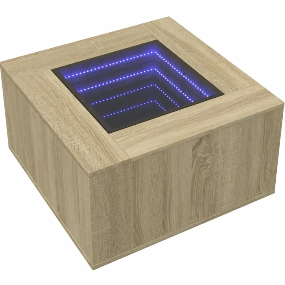 vidaXL Salontafel met LED 60x60x40 cm bewerkt hout sonoma eikenkleurig Bruin