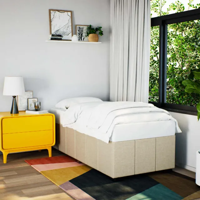 vidaXL Bedframe zonder matras 80x200 cm stof crèmekleurig