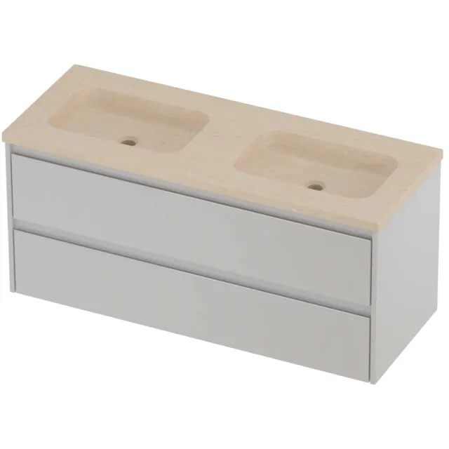 Proline Rollo Badmeubelset Hardsteen Elegant Dubbel 120x46x54 cm Sand Stone Glans Wit