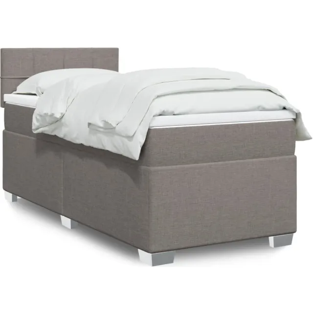 vidaXL Boxspring met matras stof taupe 90x200 cm