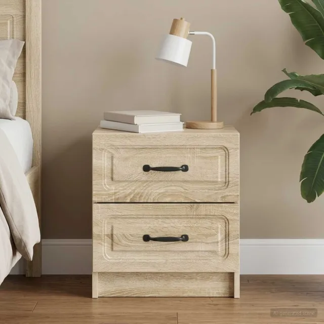 vidaXL Nachtkastje Sonoma Eiken 43 x 34,5 x 44,5 cm Bewerkt hout, foto 2